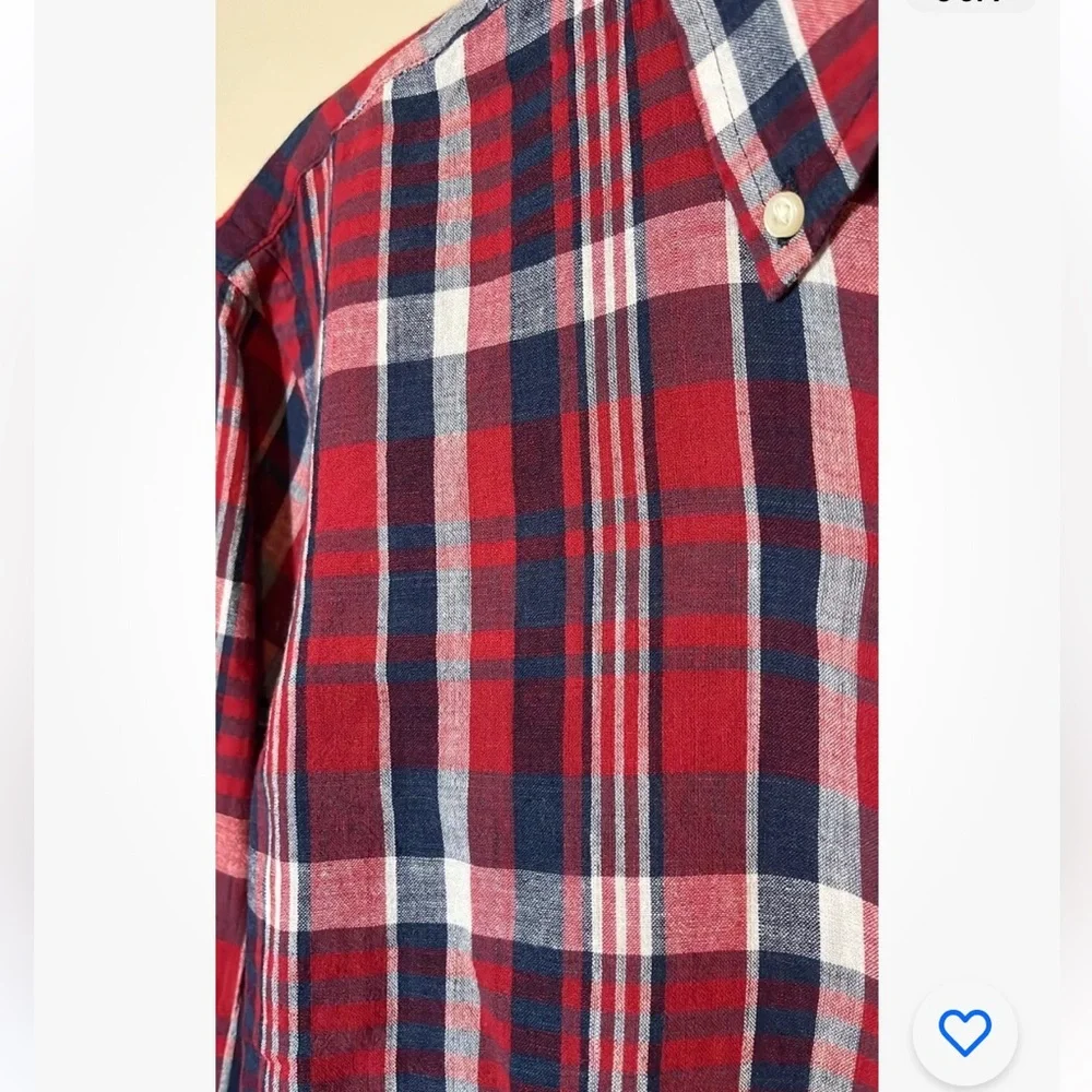 NWT Polo Indigo Authentic Indian Madras Half Button Pullover LS w Pocket Size S - Picture 5 of 7